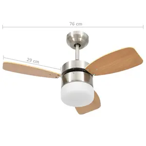 Burrell 76cm Ceiling Fan with LED Lights Brown