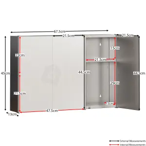 Bath Vida Tiano Stainless Steel Mirrored Triple Bathroom Cabinet