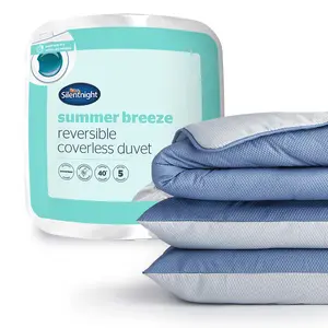 Seersucker Coverless Duvet 2.5 Tog Blue/Grey - King