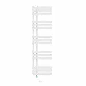 Rinse Bathrooms Designer Electric Thermostatic Heated Towel Rail D Shape Bathroom Ladder Style Radiator Warmer 1600x450mm White