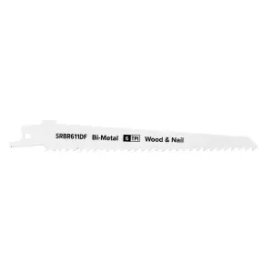 Sealey 150mm 6 TPI Reciprocating Saw Blade Wood Nail Pack of 5 Pieces SRBR611DF