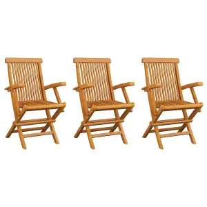 Berkfield Garden Chairs 3 pcs Solid Teak Wood