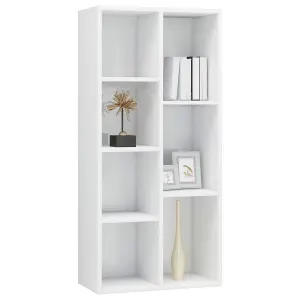 Berkfield Book Cabinet High Gloss White 50x25x106 cm Engineered Wood