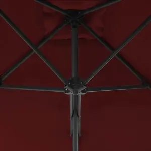 Berkfield Outdoor Parasol with Steel Pole Bordeaux Red 250x250x230 cm