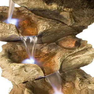 Primrose Nebraska Falls 4-Tier Log Cascade Water Feature with Lights 51cm