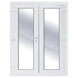 Clear Glazed White uPVC French Door setwith2panes , (H)2090mm (W)1790mm External