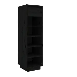 Shoe Cabinet Black 30x34x105 cm Solid Wood Pine