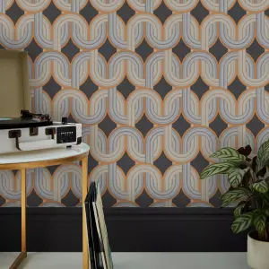 Envy In the Loop Choc Orange Geometric Wallpaper