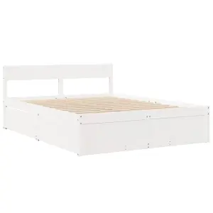 Berkfield Bed with Drawers and Mattress White 140x200 cm Solid Wood Pine