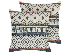 Set of 2 Cushions SOUK Cotton 50 x 50 cm Geometric Copper