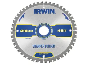 IRWIN Construction Mitre Circular Saw Blade 216 x 30mm x 48T ATB/Neg