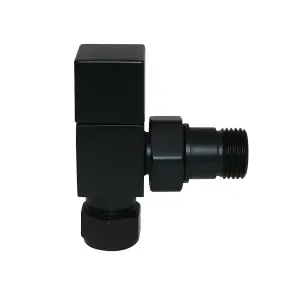 Right Radiators Angled Square Head Black Towel Rail Radiator Valves Pair