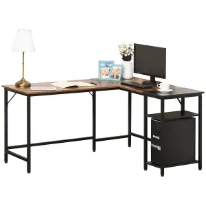 HOMCOM Computer Desk with Adjustable Storage Shelf Compact Gaming Workstation