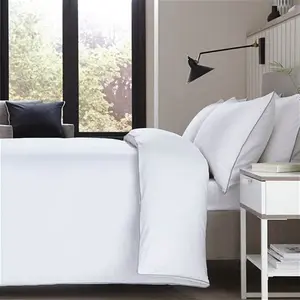 DUSK Cambridge 200 Thread Count Duvet Cover - Cotton - White/Grey - Single