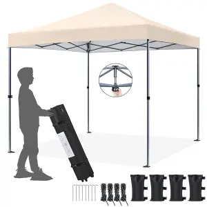 Yaheetech Beige Waterproof 3 x 3m Pop-up Canopy