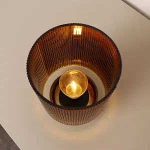 Melody Maison Rust Orange Ribbed Glass Ambient Table Lamp