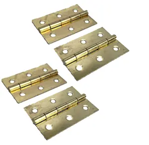 BUTT HINGES 3" (75mm) - BRASS PLATED Door Hinges - 3 pairs