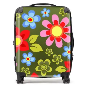 Red And Blue Flowers Suitcase - Large