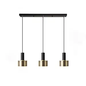 Modern E27 Pendant Light 3-Bulb Black Gold Pendant Metal Industrial Design