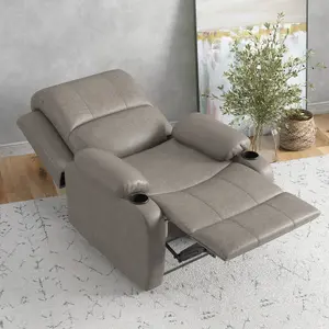 HOMCOM Recliner Armchair for Living Room, Recliner Chair with Cup Holder