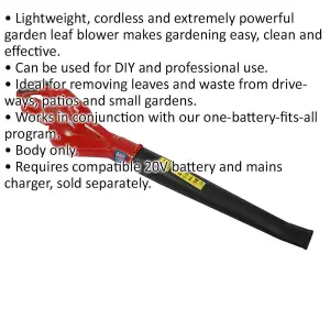 20V Lightweight Cordless Leaf Blower - BODY ONLY - DIY Gardening Leaf Blower