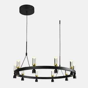 Luminosa Modern LED Hanging Pendant Black, Gold, Warm White 3000K 2920lm