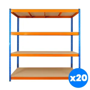 20 Bays of 4 Tier ULTRA HEAVY DUTY Storage Racking 1800h x 1800w x 600d mm 350kg