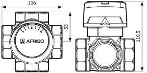 Afriso 4-way 6/4" Inch BSP Female DN40 Universal Mixing Valve Heating Cooling Systems