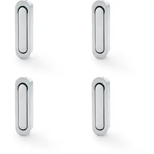 4 PACK - Flush Sliding Pocket Door Pull Handle - Satin Chrome 70mm x 19mm Radius Edge