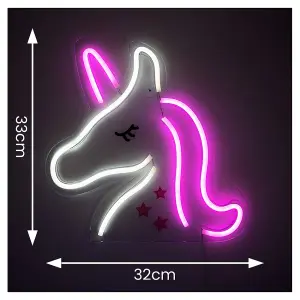 ValueLights Unicorn Neon White Light Decoration