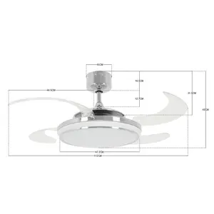 Adilene 122cm Ceiling Fan with LED Lights Chrome