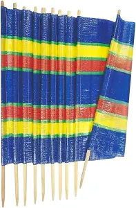 5 Pole Windbreak Wooden Multicolor Blue Stripe Tall Windbreaker Folding Garden Camping Beach Picnic Holiday Privacy Sun Screen