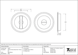 From The Anvil Aged Bronze 75mm Art Deco Round Pull - Privacy Set