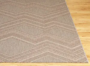 Flatweave Geometric Rug-Bukhara Chevron Rug, Grey/Terracotta,120x170cm