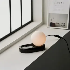 Luminosa Contour Globe Table Lamp Gloss Black Glaze