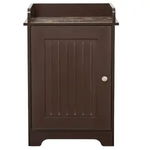 Bathroom Storage Floor Cabinet Wooden Brown Door Cupboard Shelves Organiser Unit