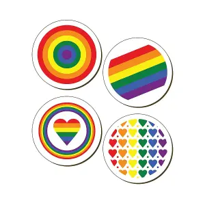 Grindstore Rainbow Pride Coaster Set (Pack of 4) Multicoloured (One Size)