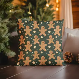 Printed Faux Suede Christmas Cushion Gingerbread 60cm x 60cm