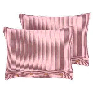 Set of 2 Cushions AALITA Cotton 40 x 60 cm Striped Red