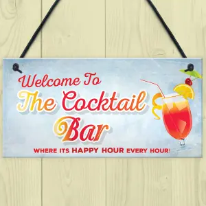 Red Ocean Welcome To Cocktail Bar Novelty Hanging Plaque Pub Bar Garden Sign Friendship Gift