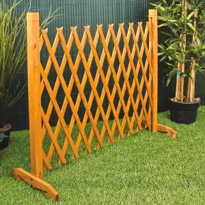 Expanding Trellis Garden Fence - Versatile & Portable Brown Freestanding Wooden Decorative Lattice Screen - Expands to 6'2"