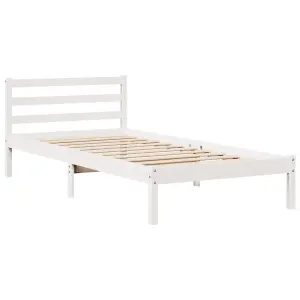 Berkfield Bed Frame without Mattress White 75x190 cm Small Single Solid Wood Pine