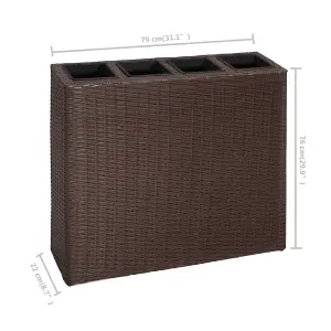 Berkfield Garden Raised Bed with 4 Pots 2 pcs Poly Rattan Brown(2x41085)