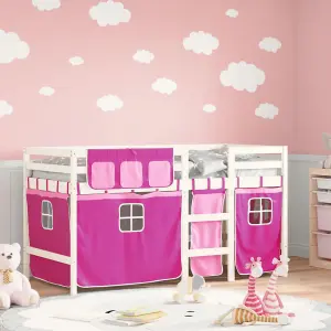 Berkfield Kids' Loft Bed with Curtains without Mattress Pink 80x200 cm