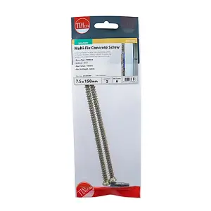 Timco - Concrete Screws - TX - Flat Countersunk - Yellow (Size 7.5 x 150 - 2 Pieces)