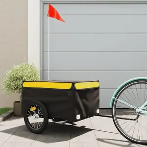 vidaXL Bike Trailer Black and Yellow 45 kg Iron