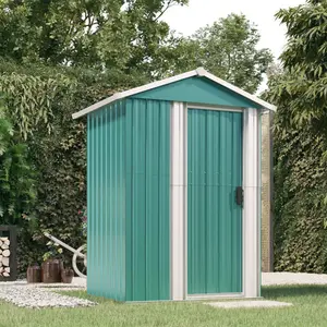 Garden Shed Galvanised Steel Outdoor Shed Bin Storage Green