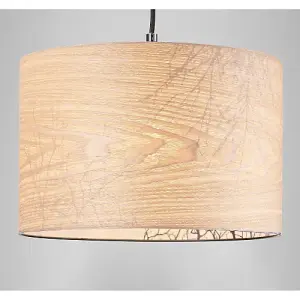 Eco Friendly Bamboo Wood Effect Lampshade with Black Woodland Trees Inner Lining