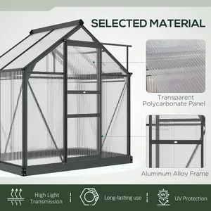 Outsunny 6x4ft Walk-In Polycarbonate Greenhouse Plant Grow Galvanized Aluminium