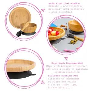 Tiny Dining 4pc Round Bamboo Suction Baby Feeding Set - Navy Blue